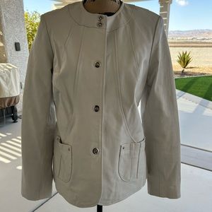 𝅺Dialogue White Leather Jacket